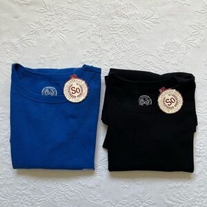 Lot of 2 NWT SO Perfect Thermal Waffle Knit Blue and Black Long Sleeve Tees M